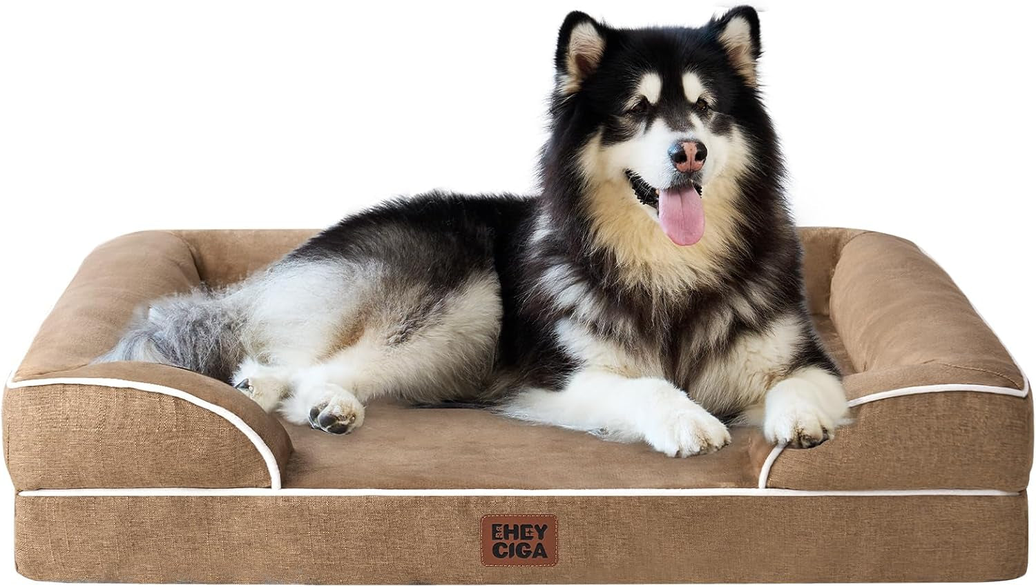 Orthopedic Dog Beds for Large Dogs, Waterproof Memory Foam Large Dog Bed with Sides, Non-Slip Bottom and Egg-Crate Foam Pet Couch Bed with Washable Removable Cover, Grey