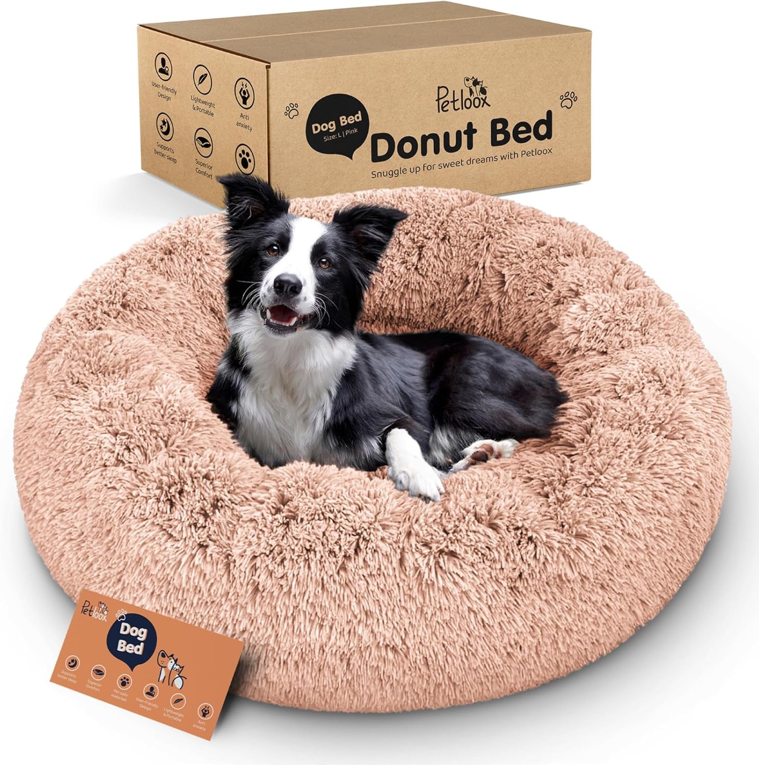 Donut Dog Bed - Premium Comfort for Anxiety Relief - Fluffy & Calming Design with Ultra-Plush Support | Cozy round Dog Bed with Super Soft Circle Style (Dark Grey, Small)