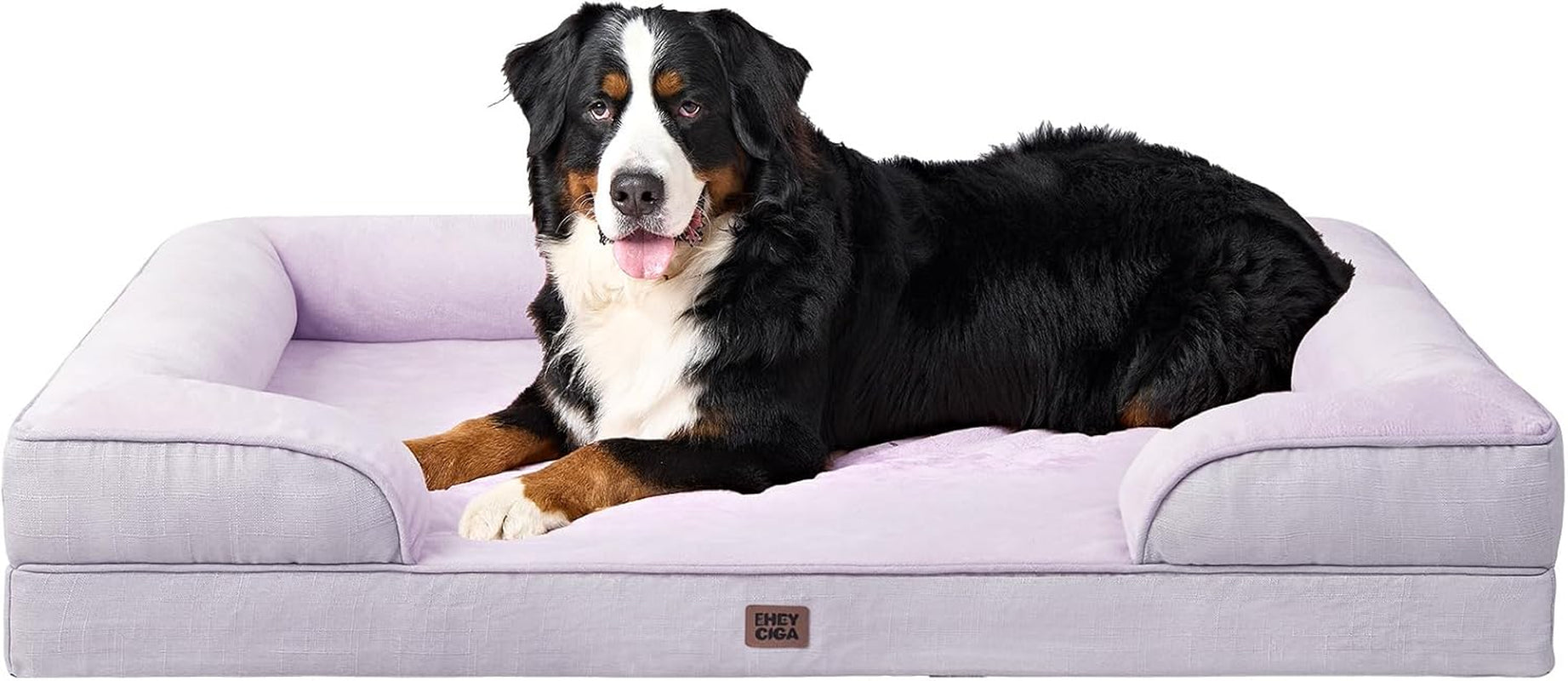 Orthopedic Dog Beds for Large Dogs, Waterproof Memory Foam Large Dog Bed with Sides, Non-Slip Bottom and Egg-Crate Foam Pet Couch Bed with Washable Removable Cover, Grey