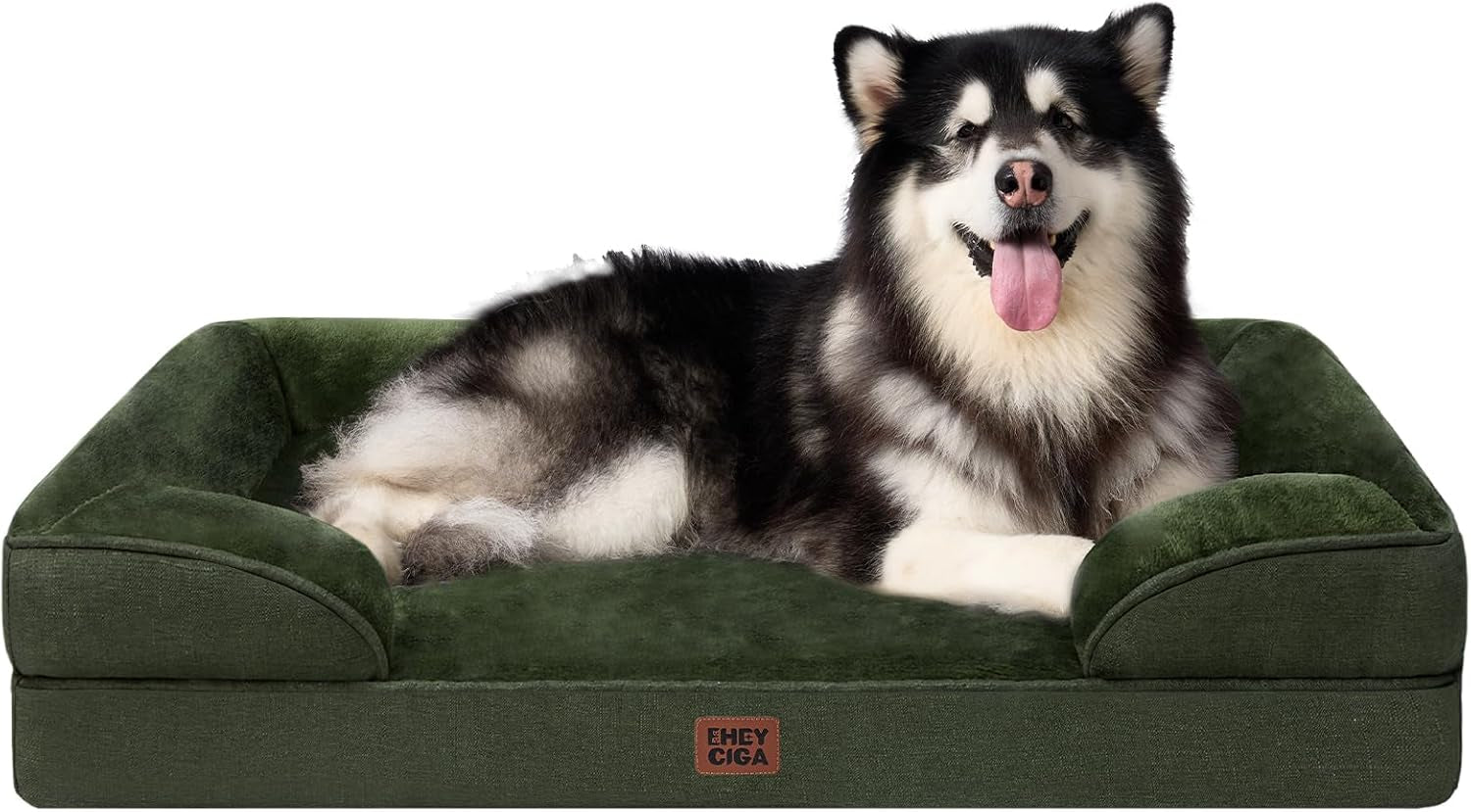 Orthopedic Dog Beds for Large Dogs, Waterproof Memory Foam Large Dog Bed with Sides, Non-Slip Bottom and Egg-Crate Foam Pet Couch Bed with Washable Removable Cover, Grey