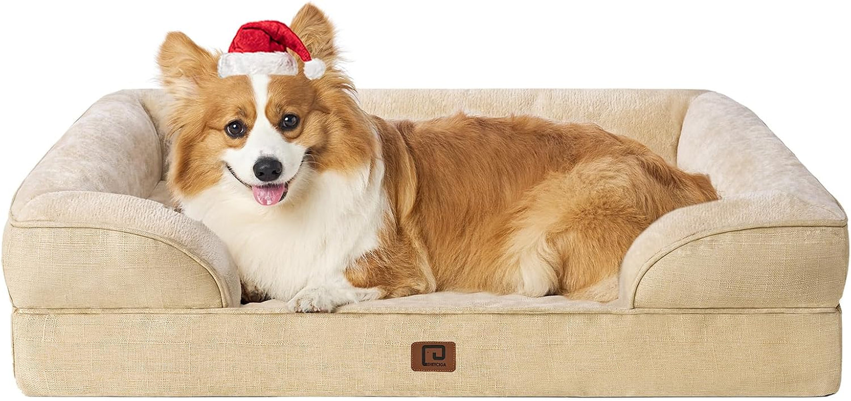 Orthopedic Dog Beds for Large Dogs, Waterproof Memory Foam Large Dog Bed with Sides, Non-Slip Bottom and Egg-Crate Foam Pet Couch Bed with Washable Removable Cover, Grey