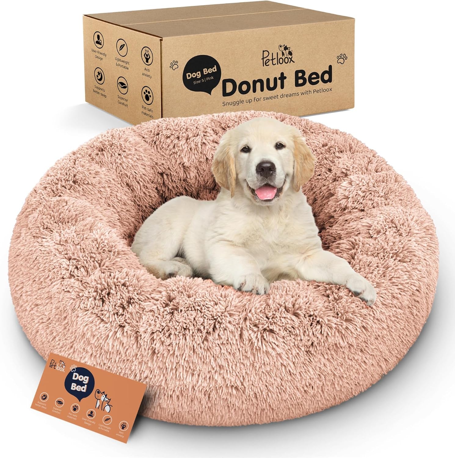 Donut Dog Bed - Premium Comfort for Anxiety Relief - Fluffy & Calming Design with Ultra-Plush Support | Cozy round Dog Bed with Super Soft Circle Style (Dark Grey, Small)