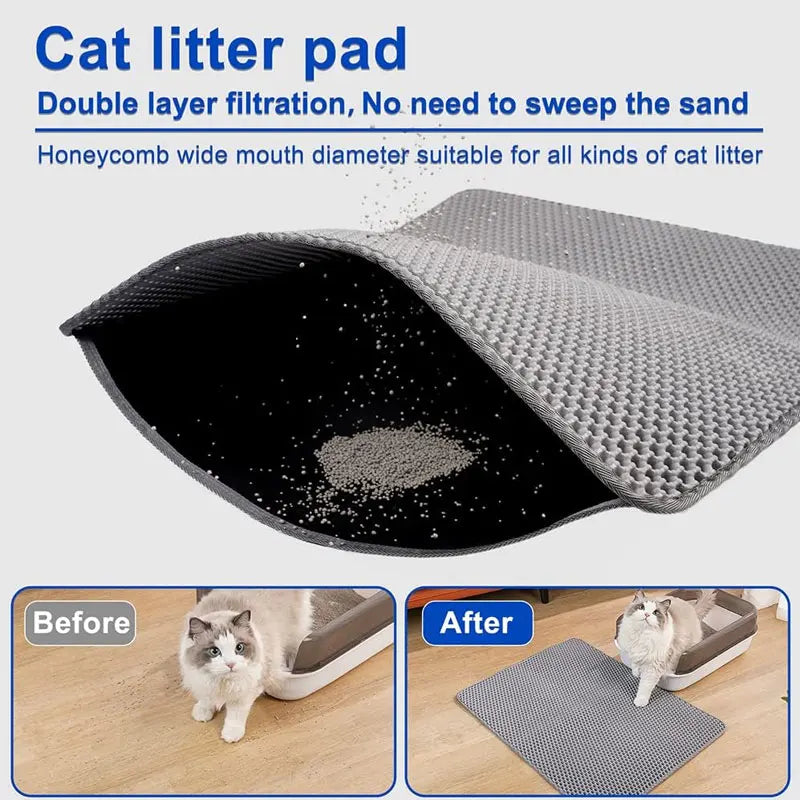 Double-Layer Cat Litter Trapping Mat – Waterproof, Easy-Clean Litter Catcher