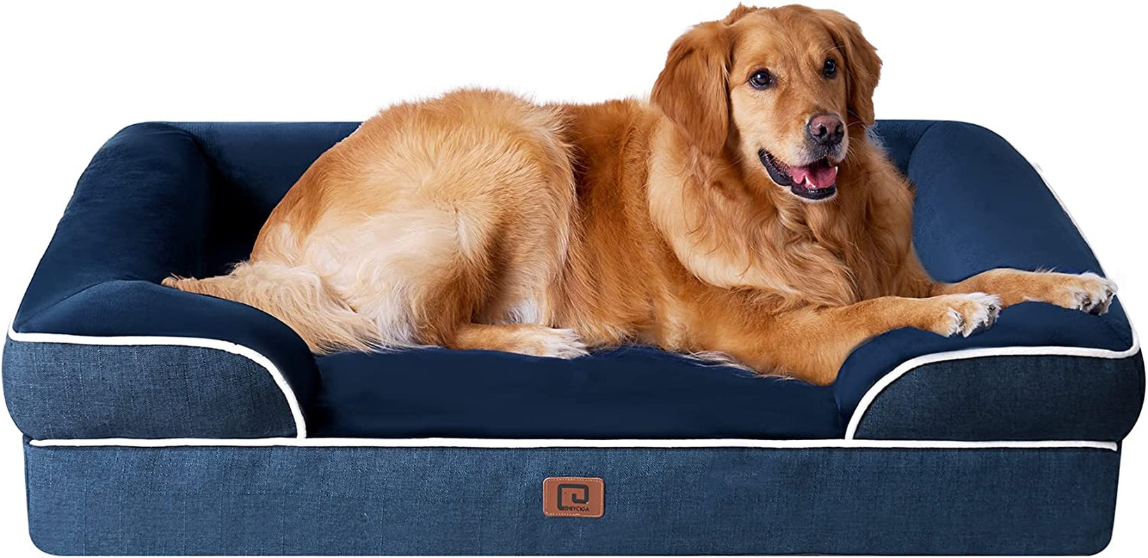 Orthopedic Dog Beds for Large Dogs, Waterproof Memory Foam Large Dog Bed with Sides, Non-Slip Bottom and Egg-Crate Foam Pet Couch Bed with Washable Removable Cover, Grey