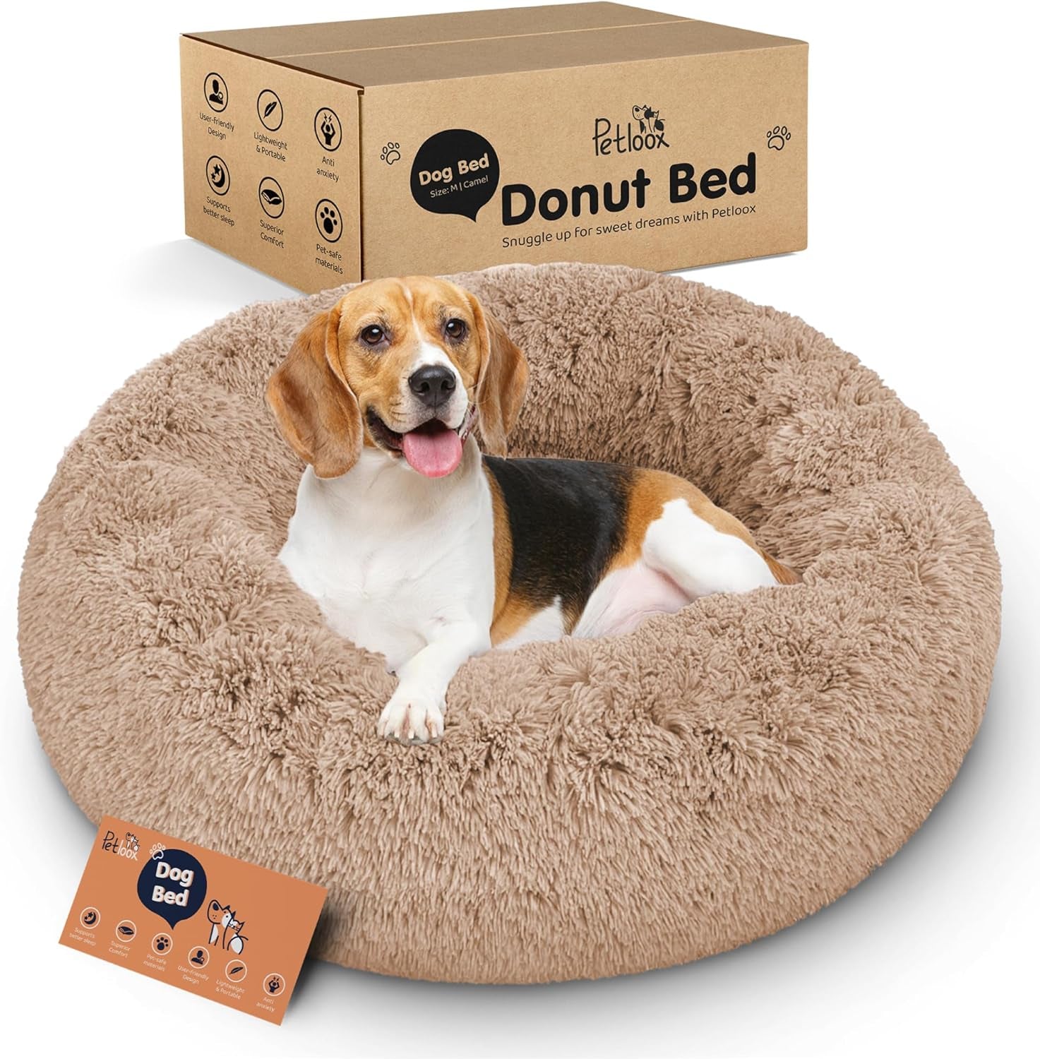 Donut Dog Bed - Premium Comfort for Anxiety Relief - Fluffy & Calming Design with Ultra-Plush Support | Cozy round Dog Bed with Super Soft Circle Style (Dark Grey, Small)