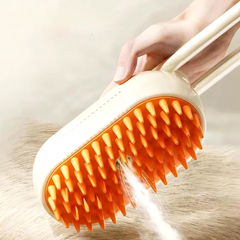 3-in-1 Steam Pet Grooming Brush – Deshedding, Massage & Hair Removal