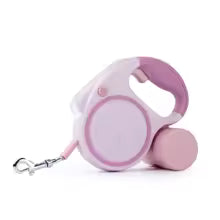 16FT Retractable Dog Leash with LED Light & Poop Bag Dispenser – Reflective Nylon Leash for Small, Medium & Large Dogs