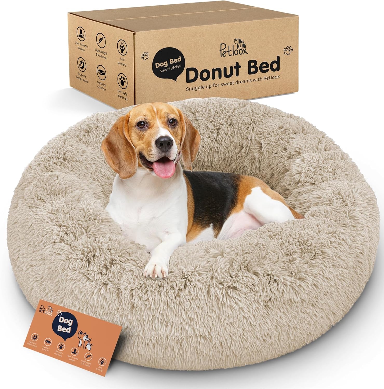 Donut Dog Bed - Premium Comfort for Anxiety Relief - Fluffy & Calming Design with Ultra-Plush Support | Cozy round Dog Bed with Super Soft Circle Style (Dark Grey, Small)