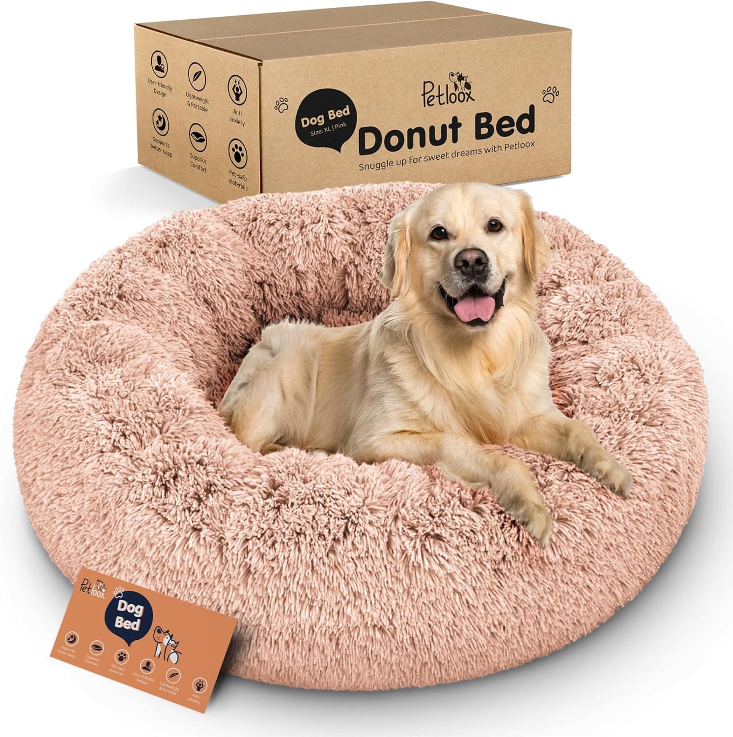 Donut Dog Bed - Premium Comfort for Anxiety Relief - Fluffy & Calming Design with Ultra-Plush Support | Cozy round Dog Bed with Super Soft Circle Style (Dark Grey, Small)