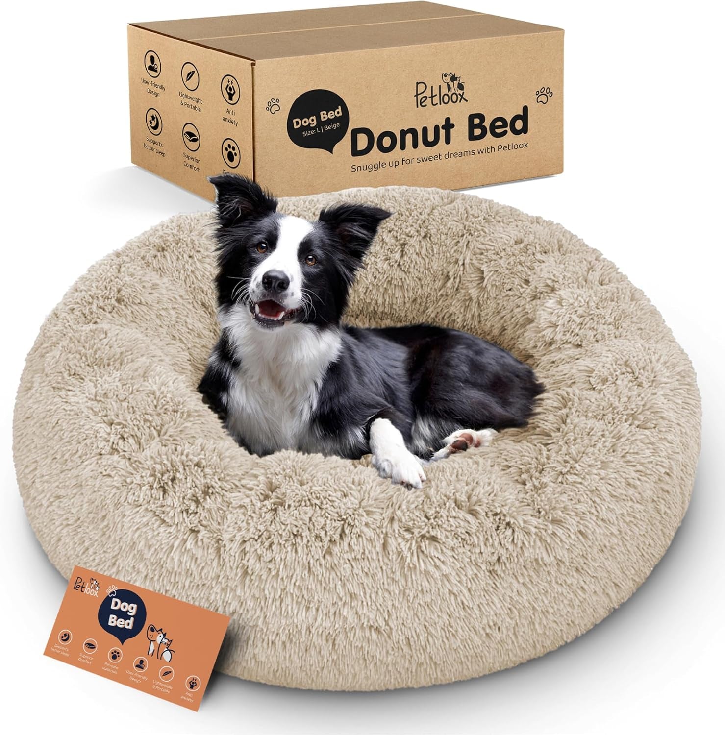 Donut Dog Bed - Premium Comfort for Anxiety Relief - Fluffy & Calming Design with Ultra-Plush Support | Cozy round Dog Bed with Super Soft Circle Style (Dark Grey, Small)