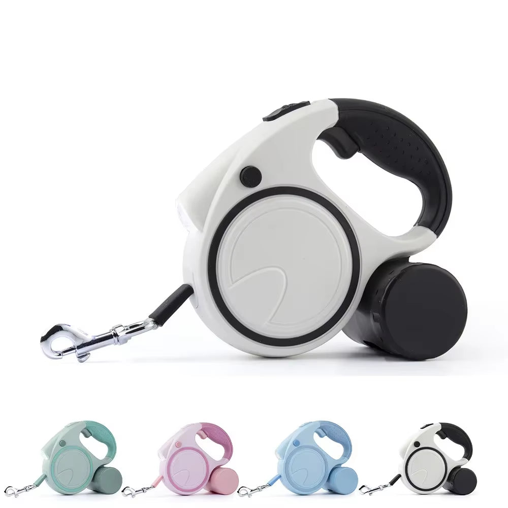 Retractable Dog Leash with LED Poop Bag Dispenser 16 FT Reflective Leash Dog Walking Puppy Durable Tractor Multifunctional Rope