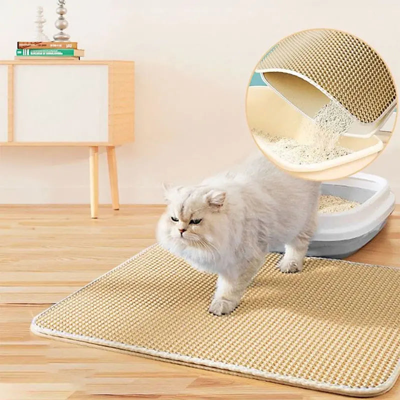 Double-Layer Cat Litter Trapping Mat – Waterproof, Easy-Clean Litter Catcher