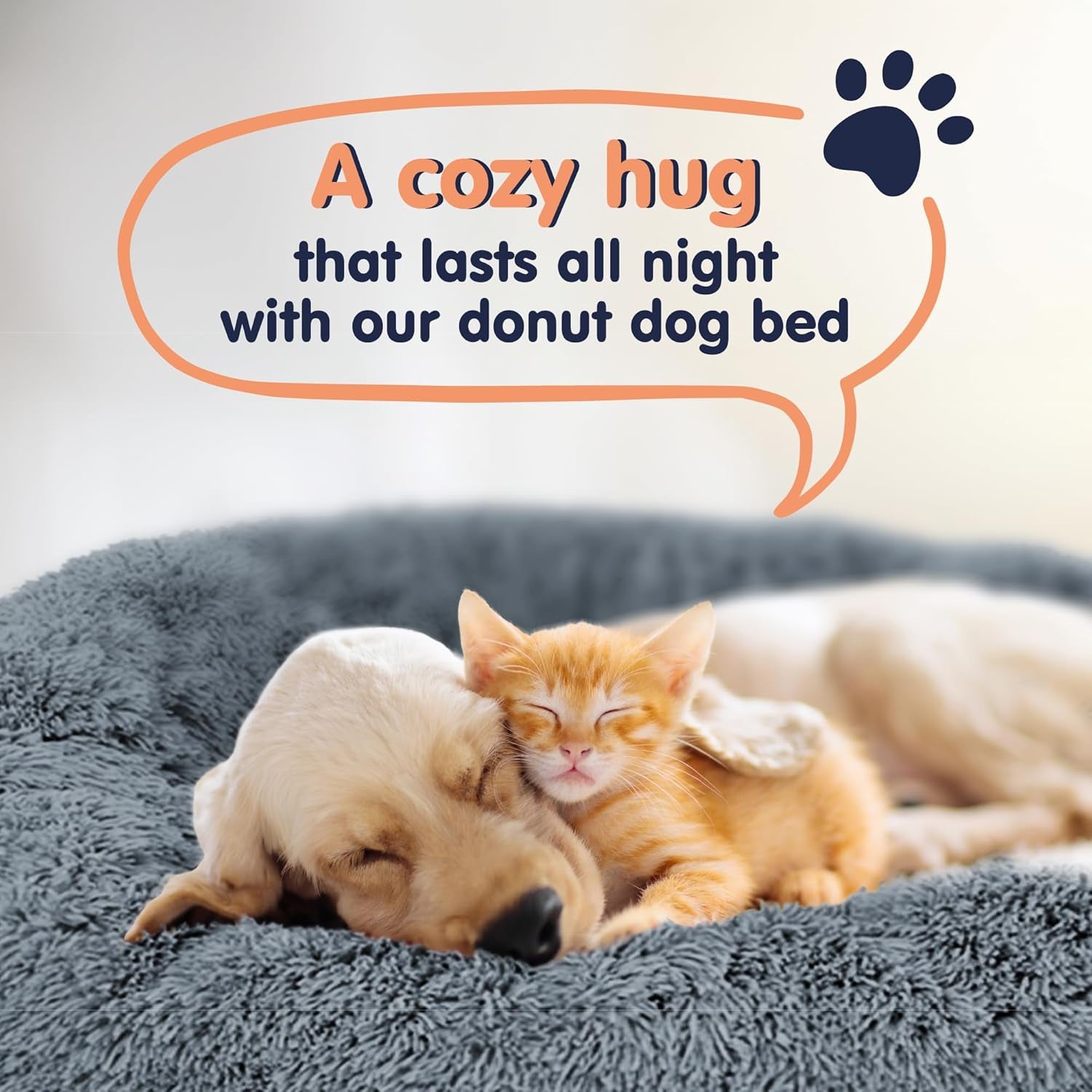 Donut Dog Bed - Premium Comfort for Anxiety Relief - Fluffy & Calming Design with Ultra-Plush Support | Cozy round Dog Bed with Super Soft Circle Style (Dark Grey, Small)