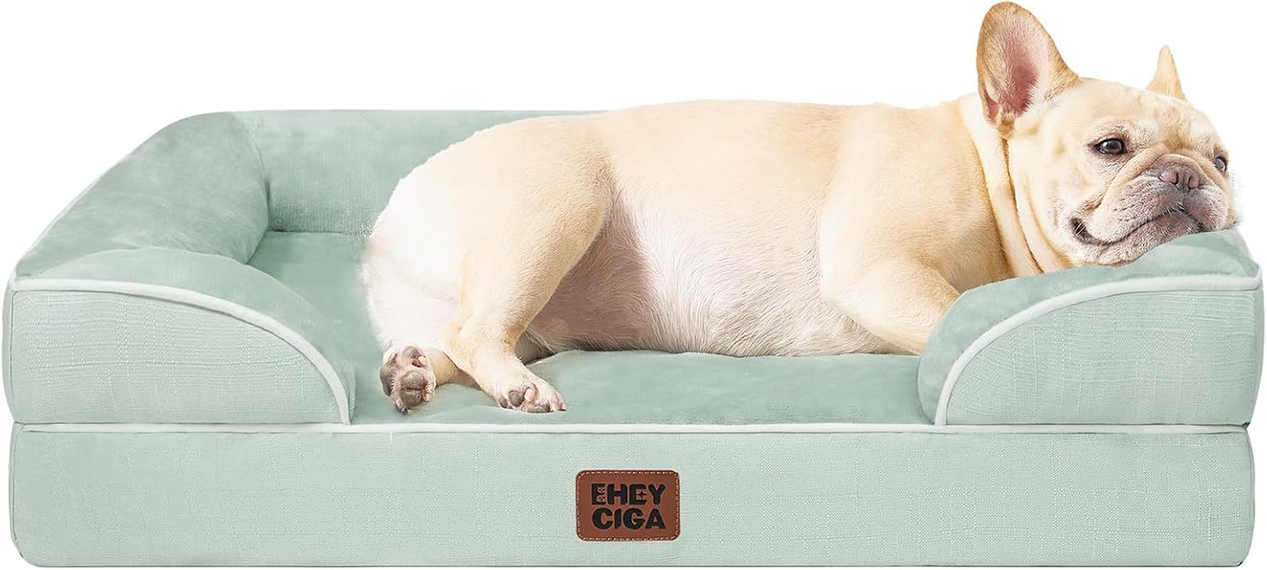 Orthopedic Dog Beds for Large Dogs, Waterproof Memory Foam Large Dog Bed with Sides, Non-Slip Bottom and Egg-Crate Foam Pet Couch Bed with Washable Removable Cover, Grey