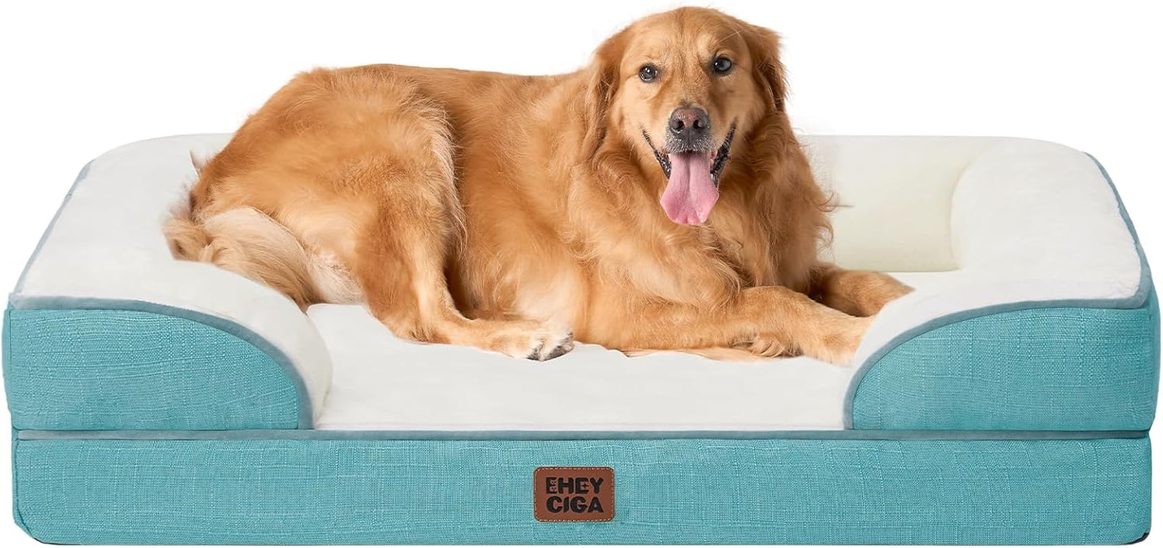 Orthopedic Dog Beds for Large Dogs, Waterproof Memory Foam Large Dog Bed with Sides, Non-Slip Bottom and Egg-Crate Foam Pet Couch Bed with Washable Removable Cover, Grey